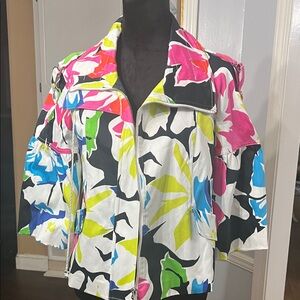 Cache Multicolor Floral Teddy Jacket